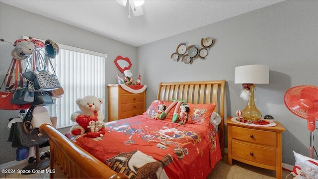 bedroom featuring ceiling fan