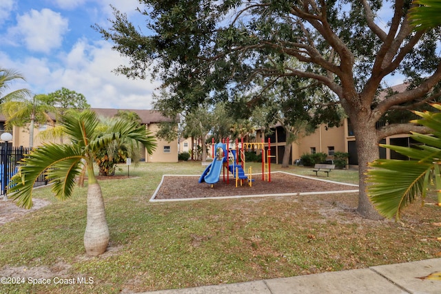 view of play area with a lawn