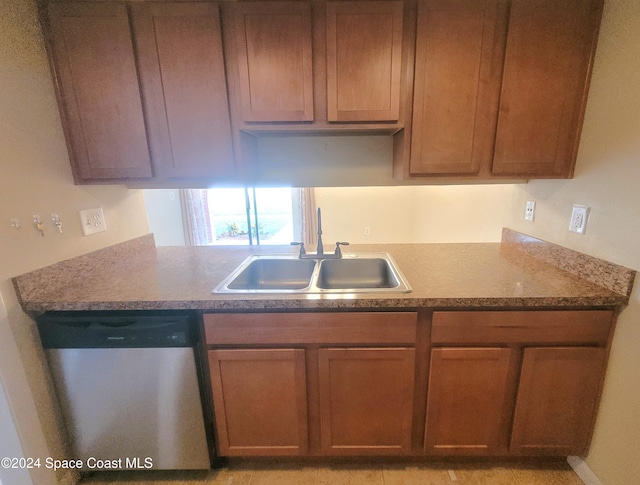 kitchen with stainless steel dishwasher and sink