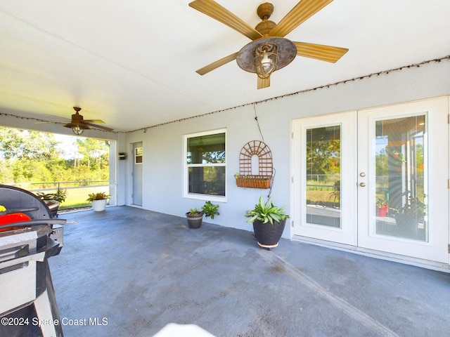 view of patio featuring area for grilling and french doors