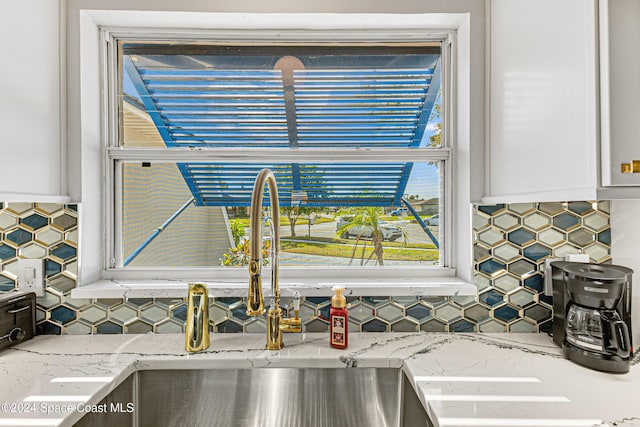 interior details with light stone counters