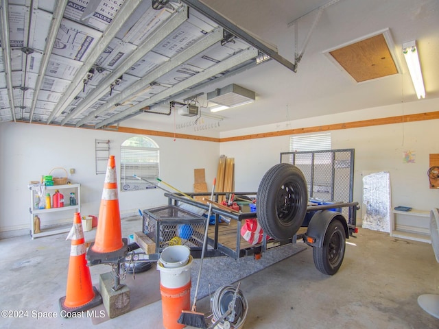 garage with a garage door opener