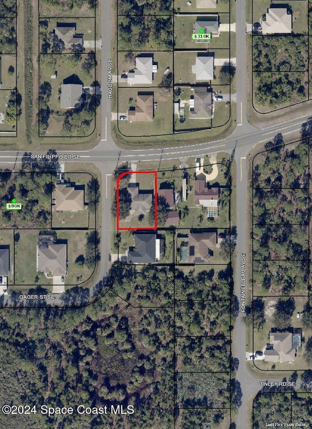 2773 San Filippo Dr SE, Palm Bay, FL 32909 - map / location featuring property parcel outlined