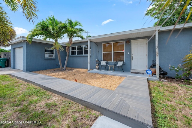 exterior space featuring a garage