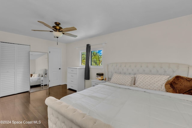 516 S Plumosa St Unit 20, Merritt Island, FL 32952 - bedroom featuring wood finished floors and a ceiling fan