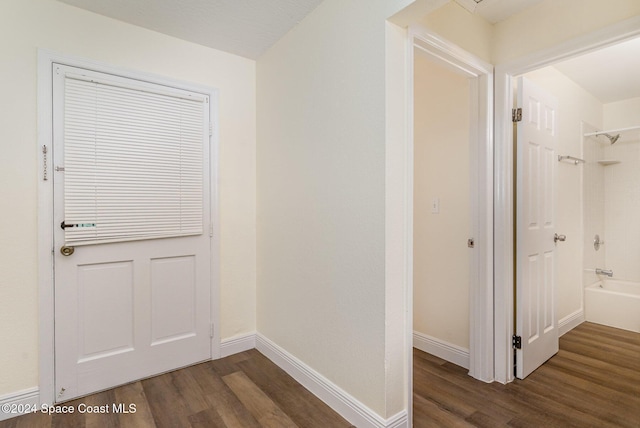 hall featuring dark hardwood / wood-style floors