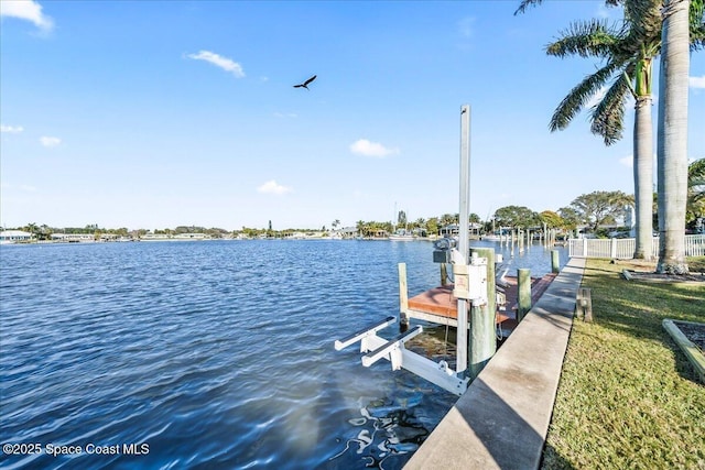 dock area featuring a water view