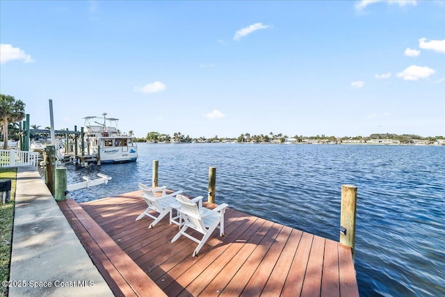 view of dock featuring a water view