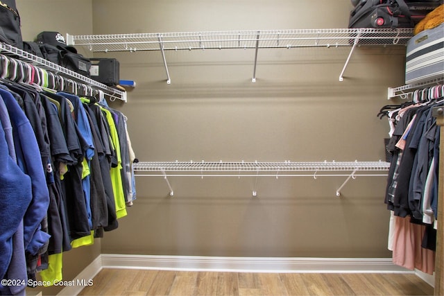 walk in closet featuring wood-type flooring