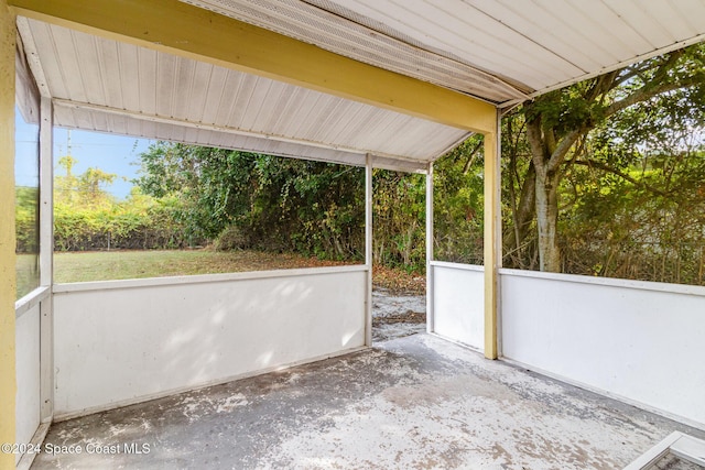 view of unfurnished sunroom