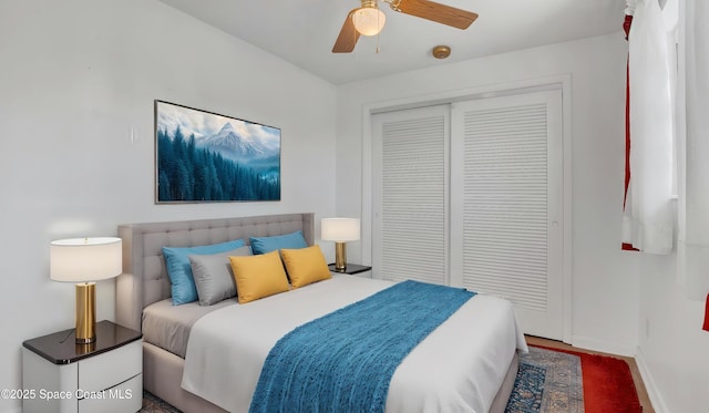 850 Cardinal Rd, Cocoa, FL 32926 - carpeted bedroom featuring a closet and a ceiling fan