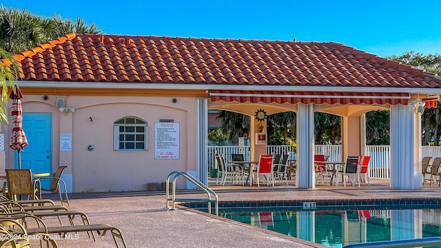 view of pool featuring a patio