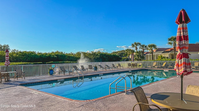 view of pool featuring a patio