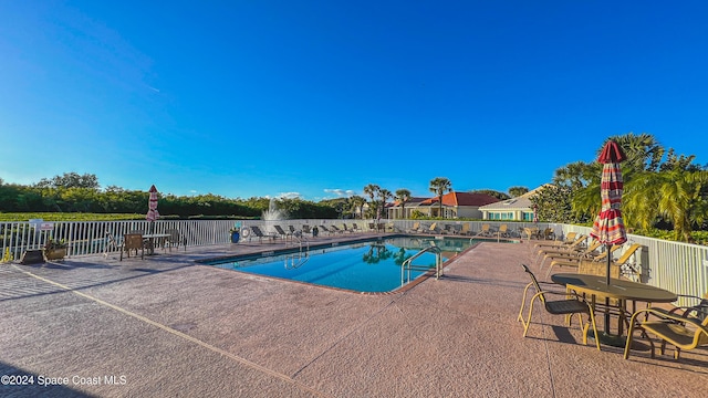 view of pool featuring a patio