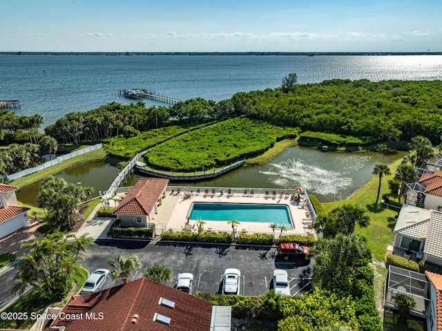 5601 Sea Lavender Pl, Melbourne Beach, FL 32951 - drone / aerial view of a nearby body of water and a pool