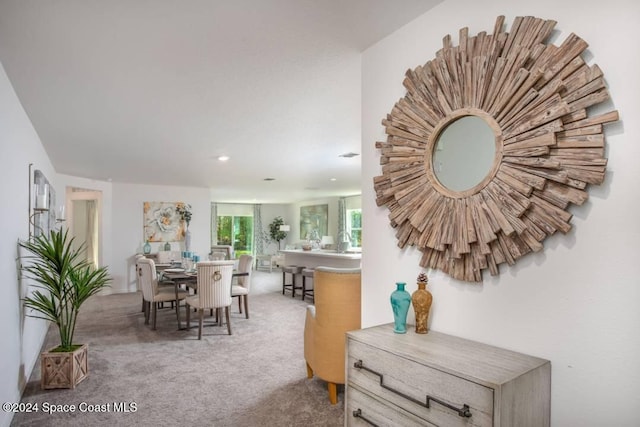 dining area with carpet flooring