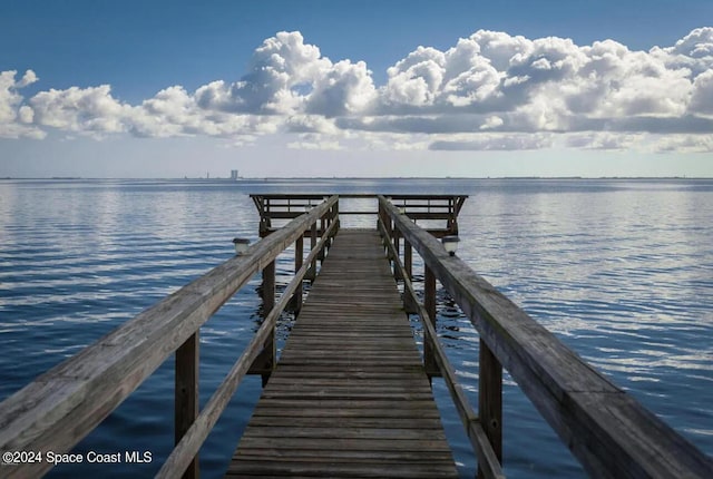 dock area featuring a water view