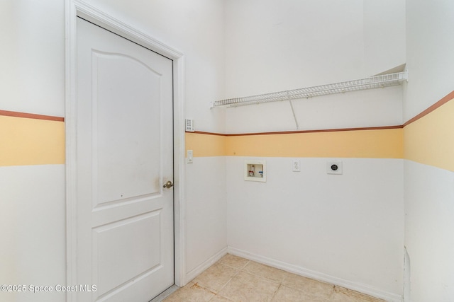 clothes washing area featuring washer hookup and hookup for an electric dryer