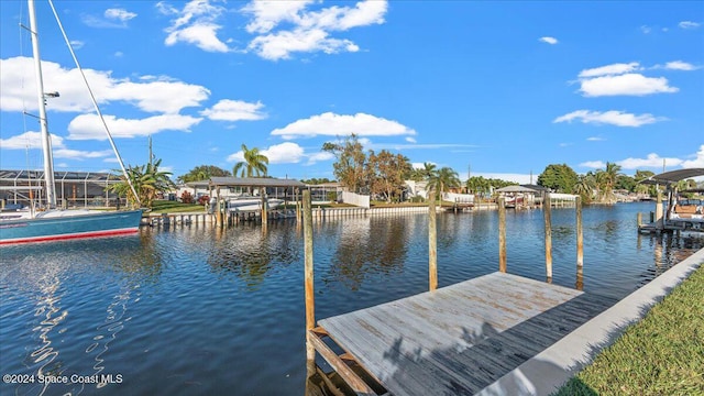 dock area featuring a water view