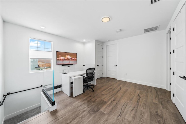 office area featuring dark hardwood / wood-style floors