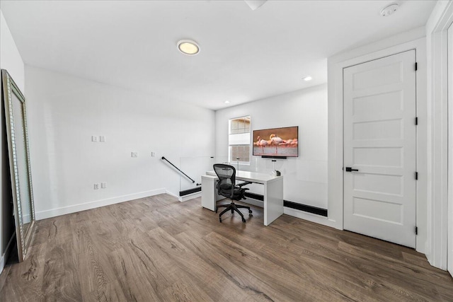 office space featuring hardwood / wood-style floors