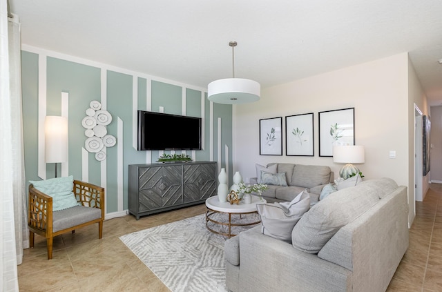 view of tiled living room