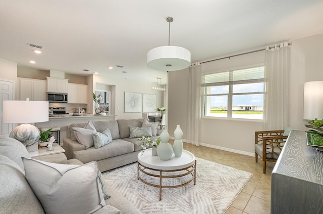 view of tiled living room