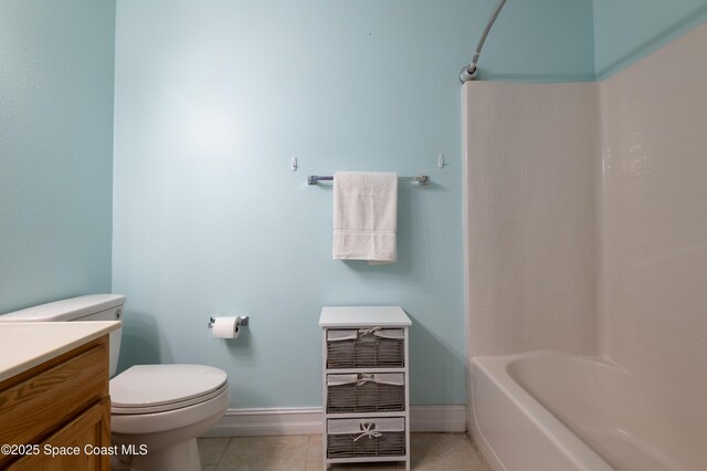 full bathroom with tile patterned flooring, vanity, shower / bathing tub combination, and toilet