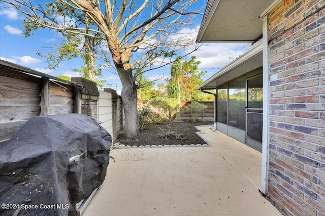 view of patio / terrace featuring a grill