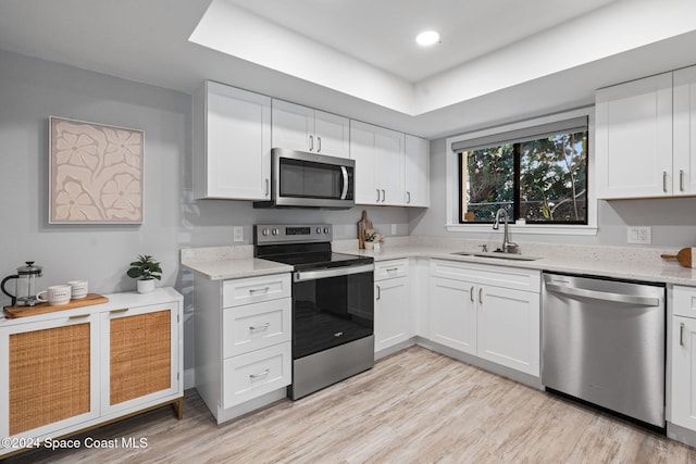 kitchen featuring sink, white cabinets, and appliances with stainless steel finishes