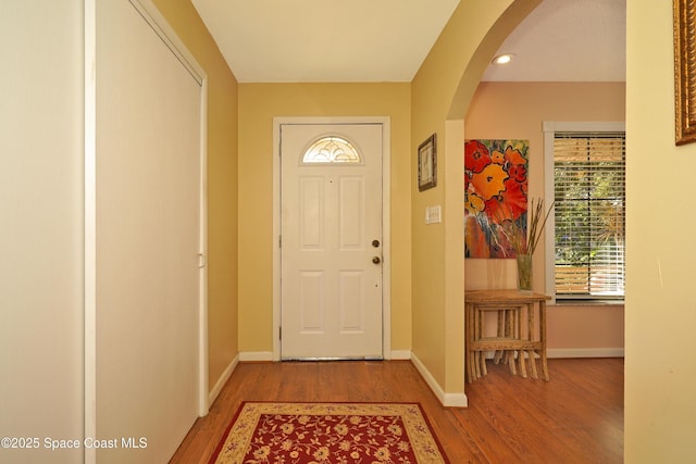 foyer entrance featuring hardwood / wood-style flooring