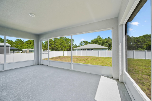 view of unfurnished sunroom