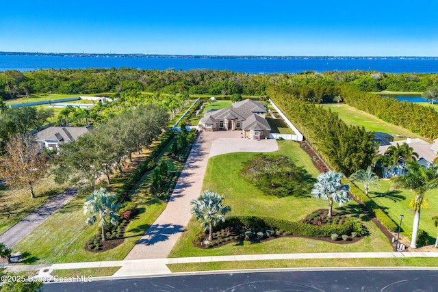 bird's eye view featuring a water view