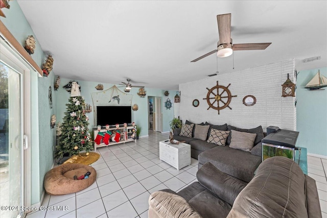 view of tiled living room