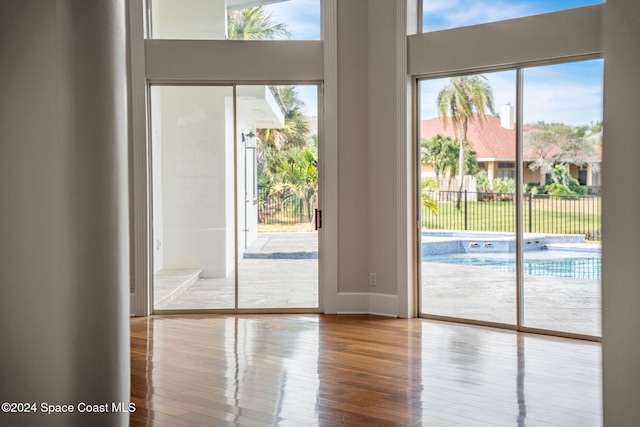 doorway to outside featuring wood-type flooring