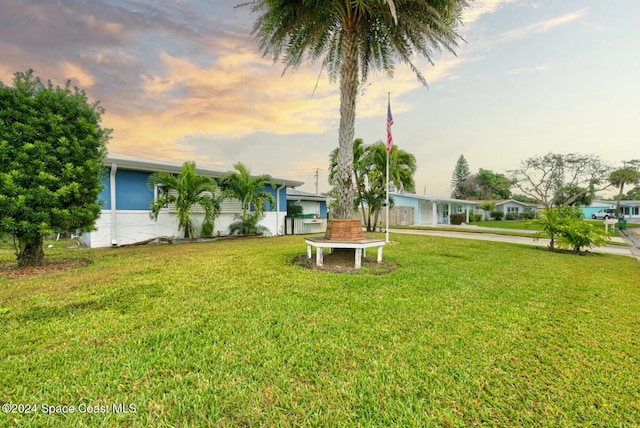 view of yard at dusk