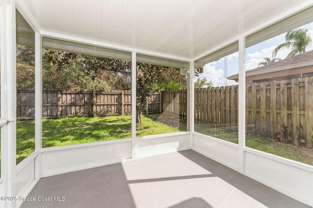 view of unfurnished sunroom