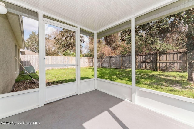 view of unfurnished sunroom