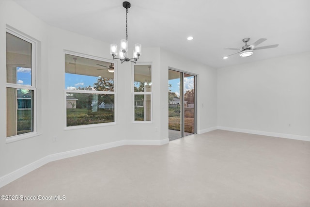 empty room with an inviting chandelier