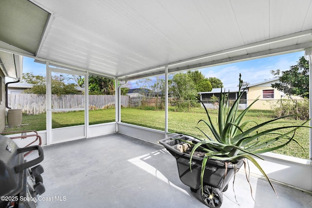 view of unfurnished sunroom