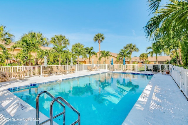 view of pool featuring a patio