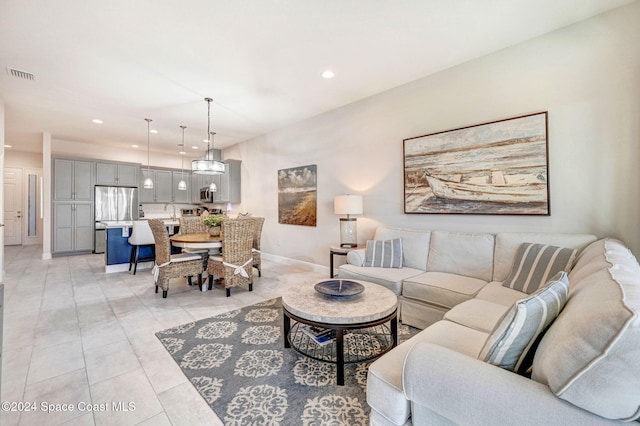 view of tiled living room