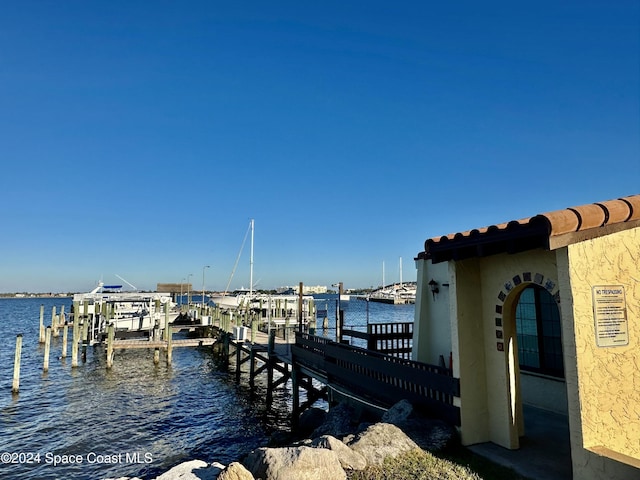 view of dock featuring a water view