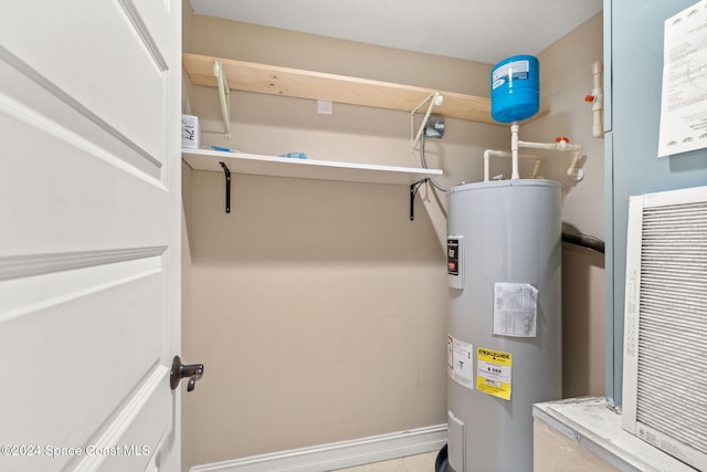 utility room featuring water heater