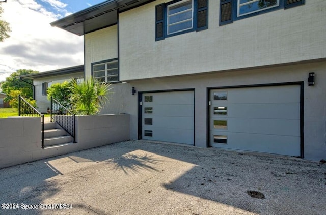 exterior space featuring a garage