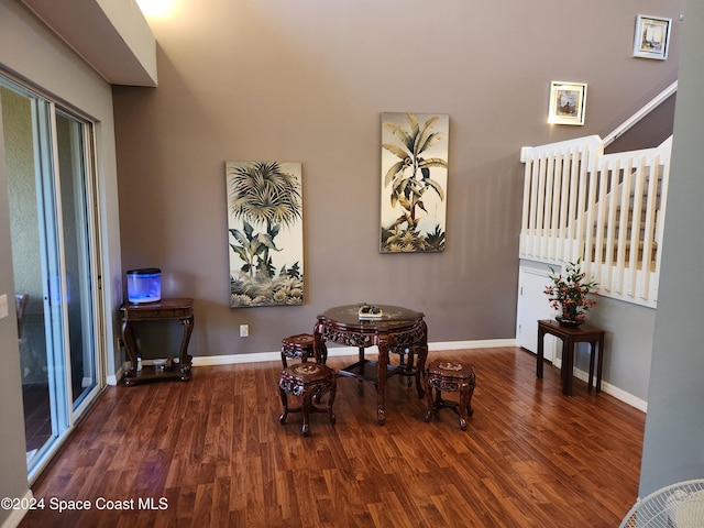 dining area featuring dark hardwood / wood-style floors