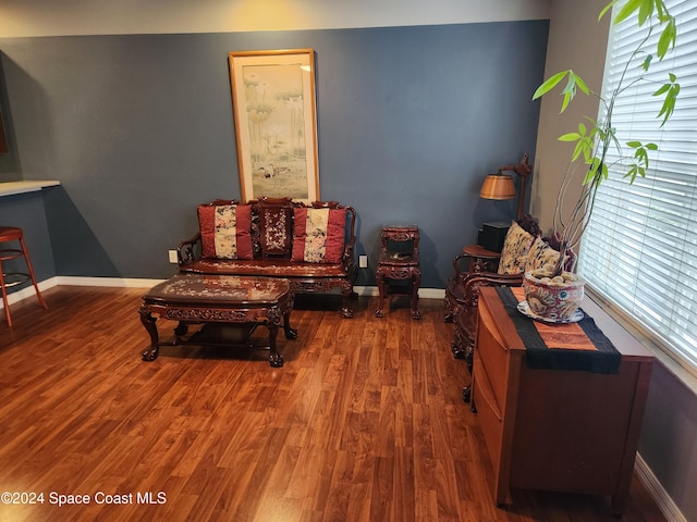 living area featuring hardwood / wood-style flooring