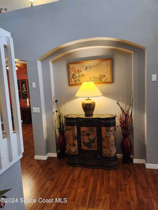 hall featuring dark hardwood / wood-style flooring