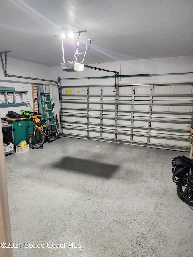 garage with a garage door opener