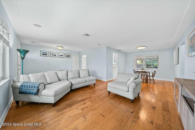 living room with light wood-type flooring